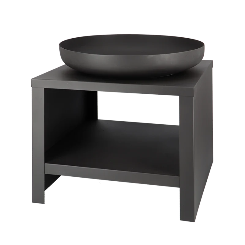 Vuurschaal met houtopslag 60 cm zwart