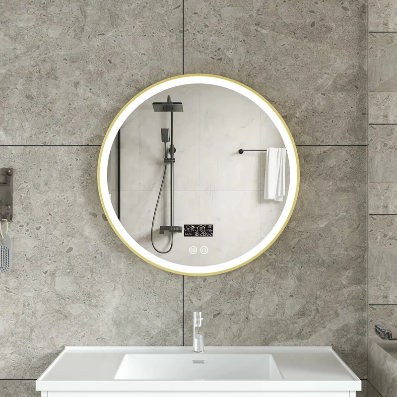 Second chance - Smart round mirror 60 cm, gold frame with LED lighting, anti-condensation and WiFi - Default