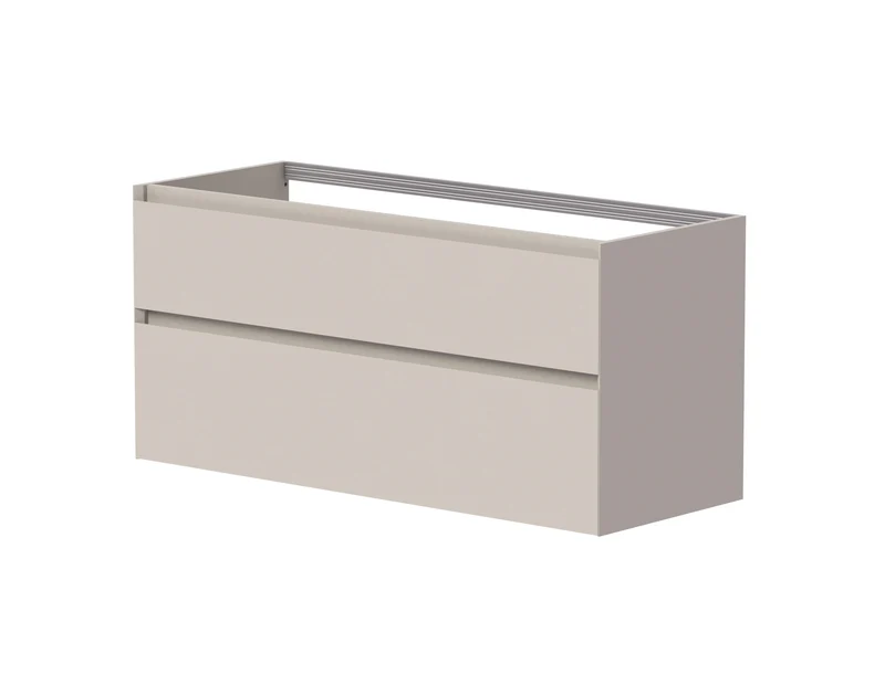 SanoBlu Pure wastafelmeubel 120 cm cashmere grijs met corian wastafel wasbak rechts