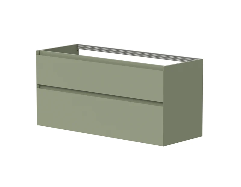 SanoBlu Pure wastafelmeubel 120 cm savanne groen met corian wastafel wasbak rechts