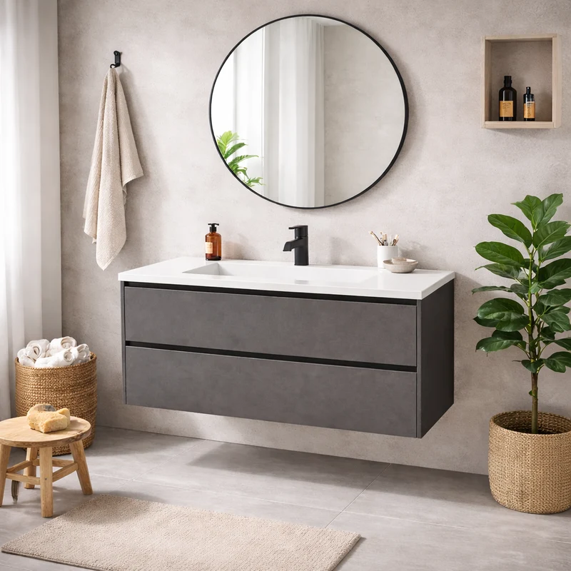 SanoBlu Pure wastafelmeubel 120 cm antracietgrijs met corian wastafel