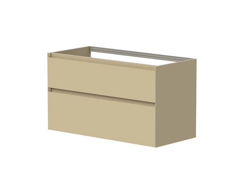 SanoBlu Pure wastafelmeubel 100 cm linnen met solid surface wastafel