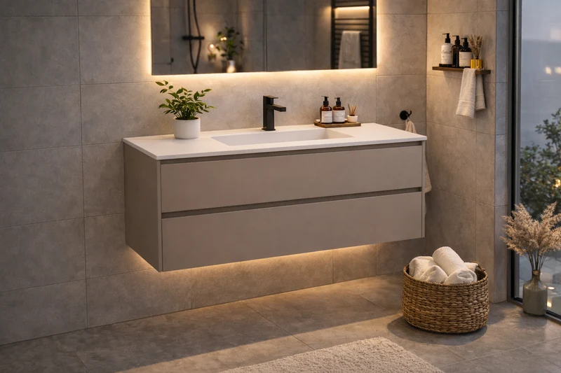 SanoBlu Pure wastafelmeubel 100 cm cacao bruin met corian wastafel