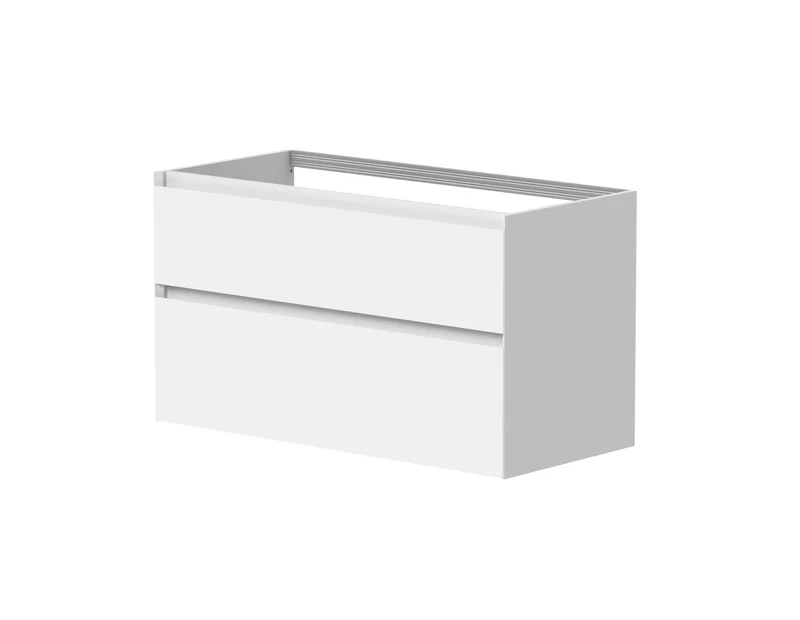SanoBlu Pure wastafelmeubel 100 cm mat wit met solid surface wastafel