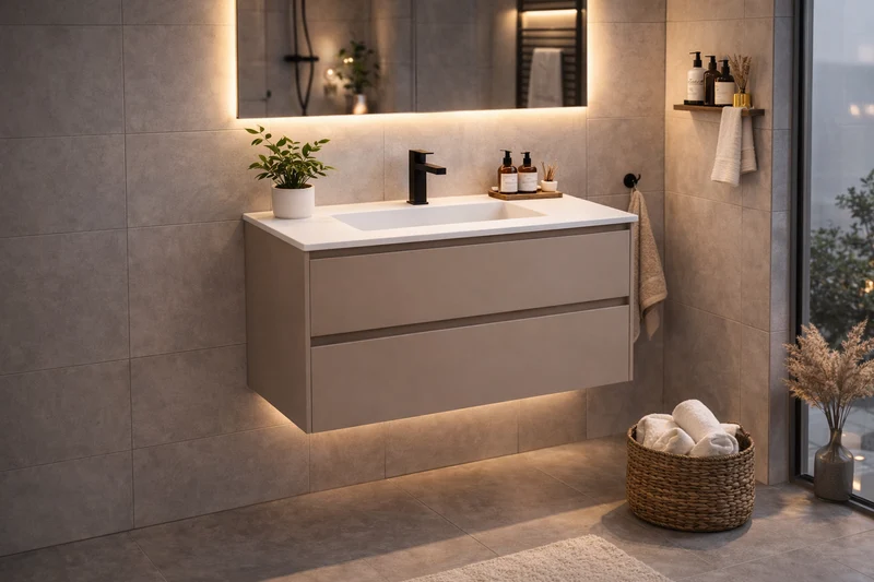 SanoBlu Pure wastafelmeubel 80 cm cacao bruin met corian wastafel