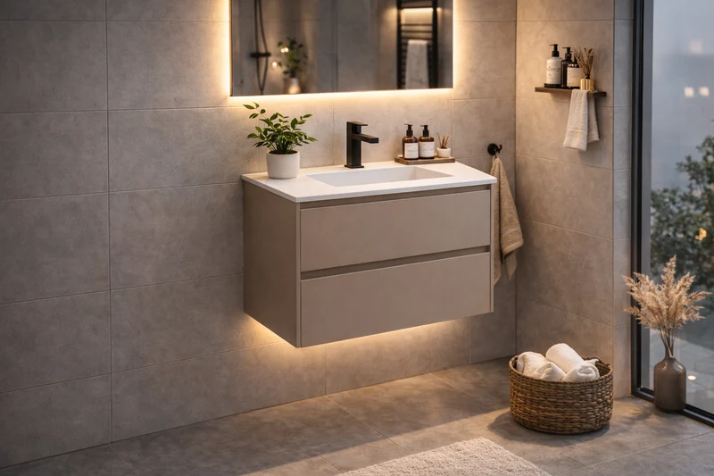SanoBlu Pure wastafelmeubel 60 cm cacao bruin met corian wastafel