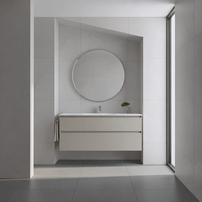 SanoBlu Pure wastafelmeubel 120 cm cashmere grijs met keramische wastafel