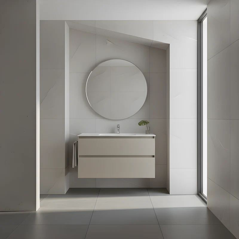SanoBlu Pure wastafelmeubel 80 cm cashmere grijs met keramische wastafel