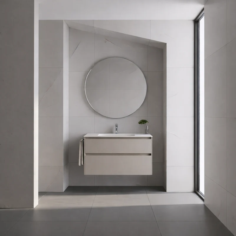 SanoBlu Pure wastafelmeubel 80 cm cashmere grijs met solid surface wastafel