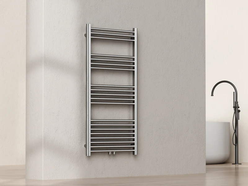 Sanoterra Fero design radiator 120x60 cm geborsteld RVS 524W midden/zij aansluiting