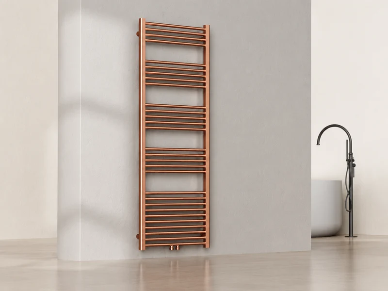 Sanoterra Fero design radiator 160x60 cm geborsteld koper 724W midden/zij aansluiting