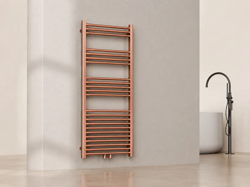 Sanoterra Fero design radiator 120x60 cm geborsteld koper 524W midden/zij aansluiting