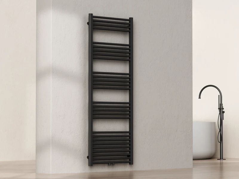 Sanoterra Fero design radiator 160x60 cm mat zwart 724W midden/zij aansluiting