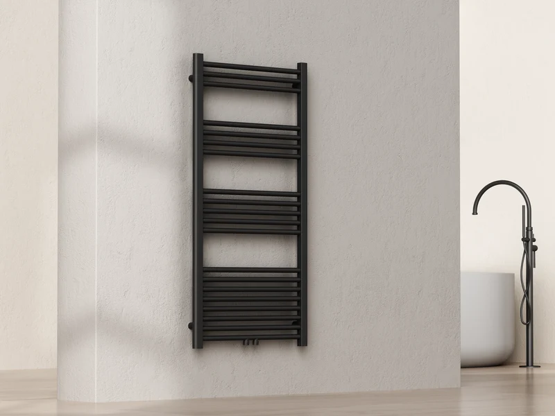 Sanoterra Fero design radiator 120x60 cm mat zwart 524W midden/zij aansluiting