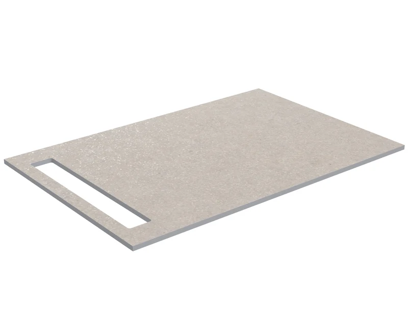 SanoBlu HPL wastafelblad 80 cm sand stone met handdoekuitsparing aan één zijde