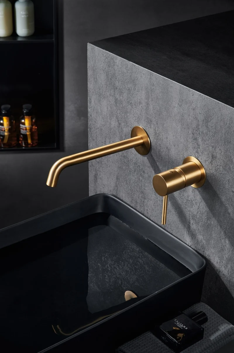 SanoBlu Flow inbouw wastafelkraan geborsteld goud