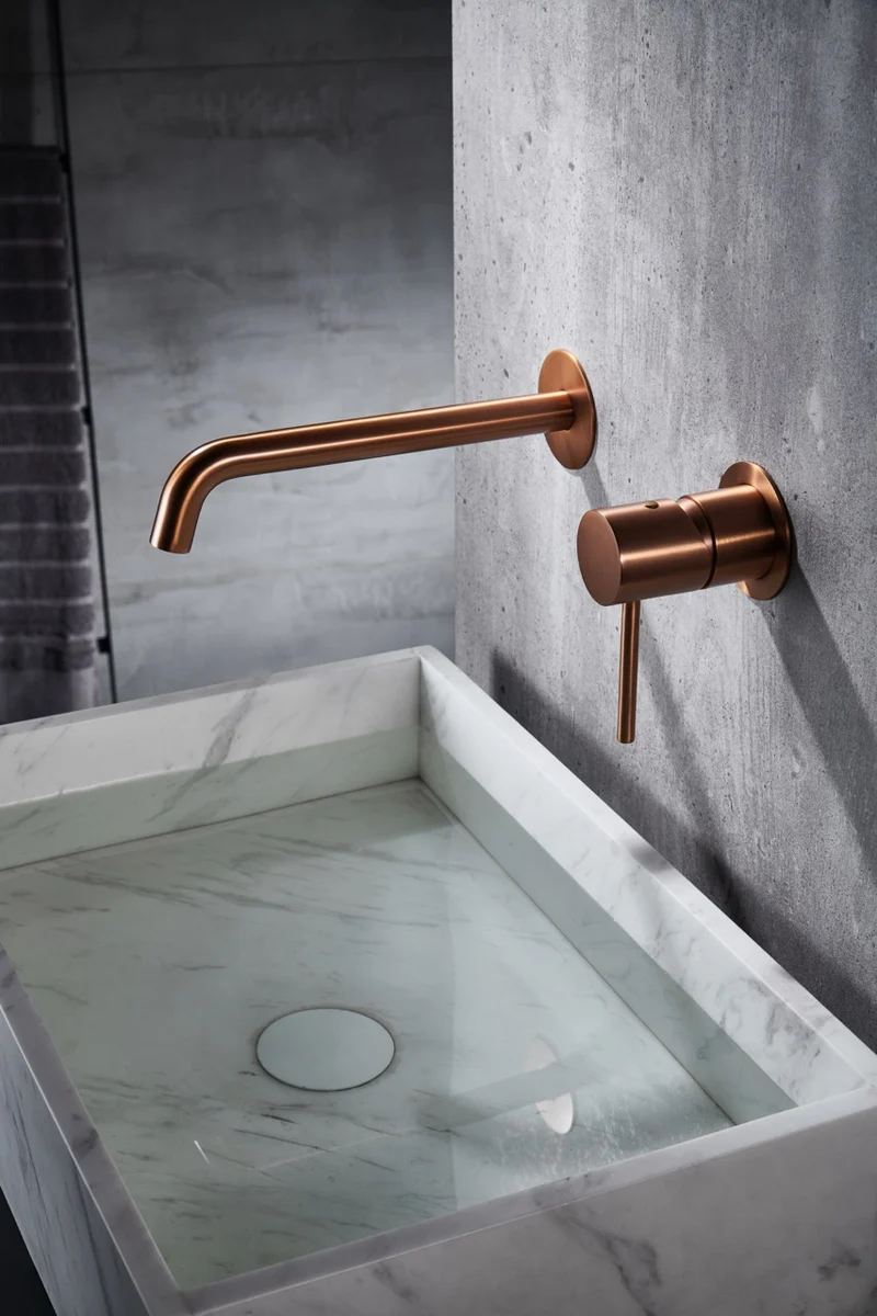 SanoBlu Flow inbouw wastafelkraan geborsteld koper
