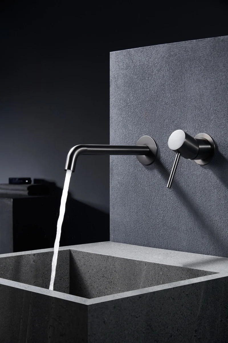 SanoBlu Flow inbouw wastafelkraan black gun metal