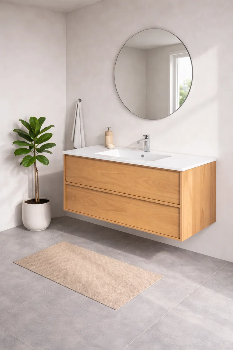 SanoBlu Riva wastafelmeubel 120 cm echt eikenfineer naturel met keramische wastafel