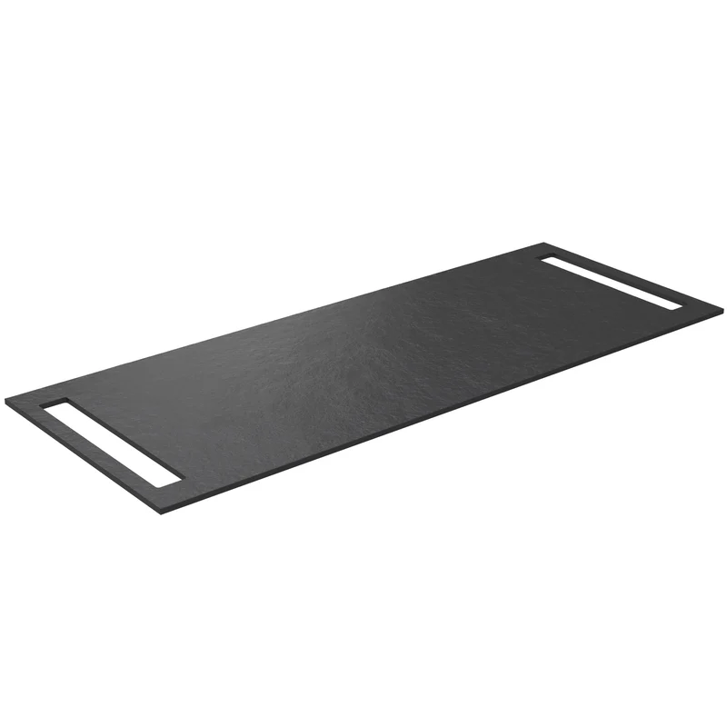 SanoBlu HPL wastafelblad 120 cm black lava met handdoekuitsparing aan beide zijden
