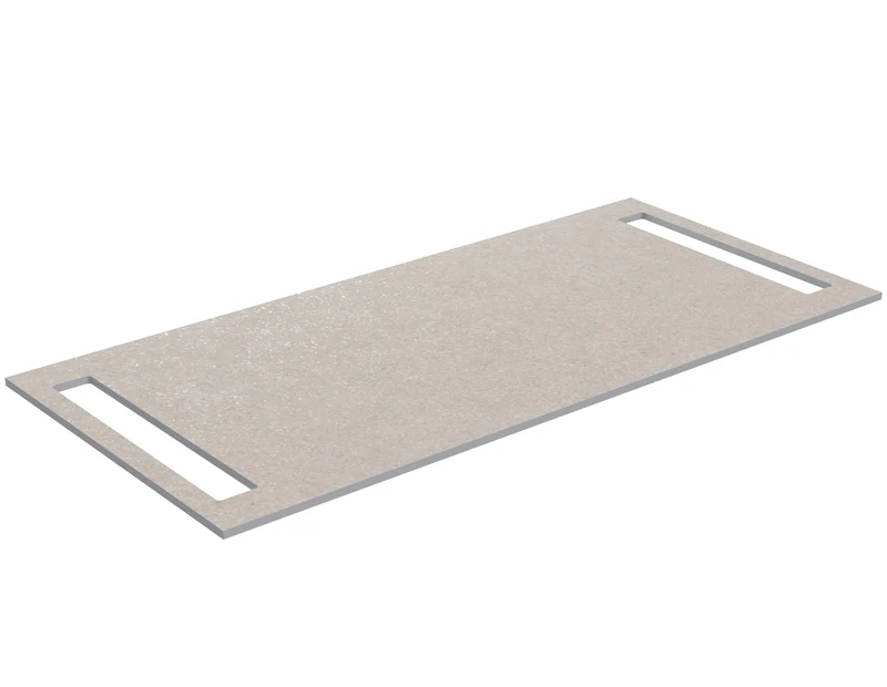 SanoBlu HPL wastafelblad 100 cm sand stone met handdoekuitsparing aan beide zijden