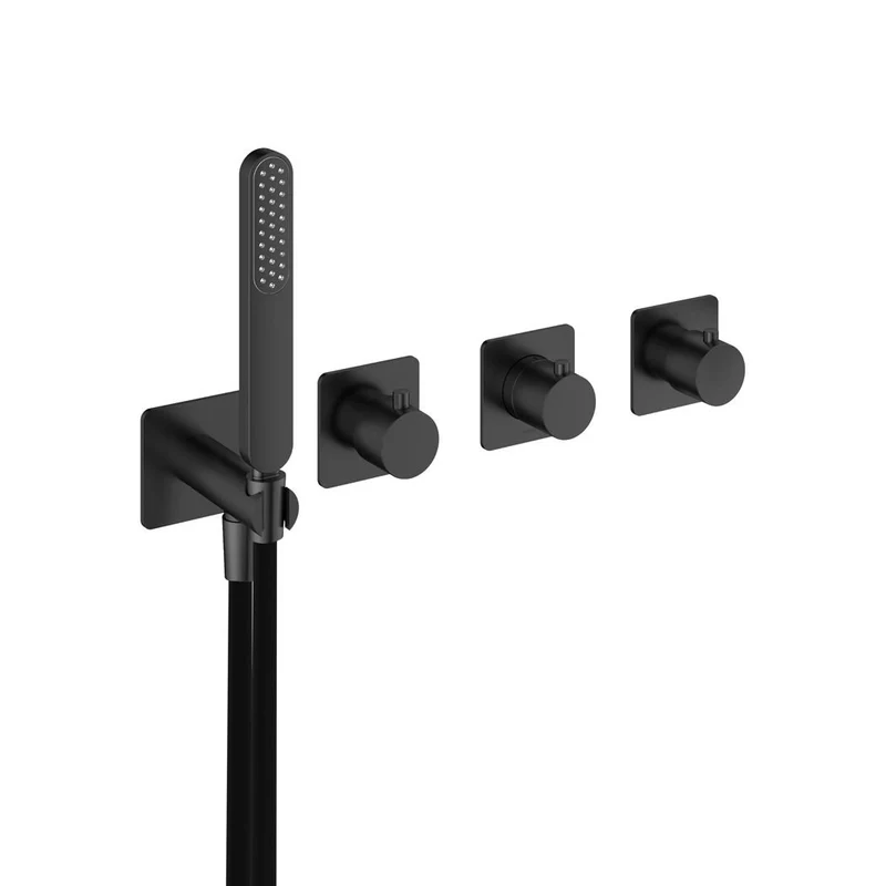Hotbath Gal GL7071EXT afbouwdeel - inbouw bad/douche thermostaat 2 stopkranen zonder uitloop - Geborsteld Gunmetal PVD