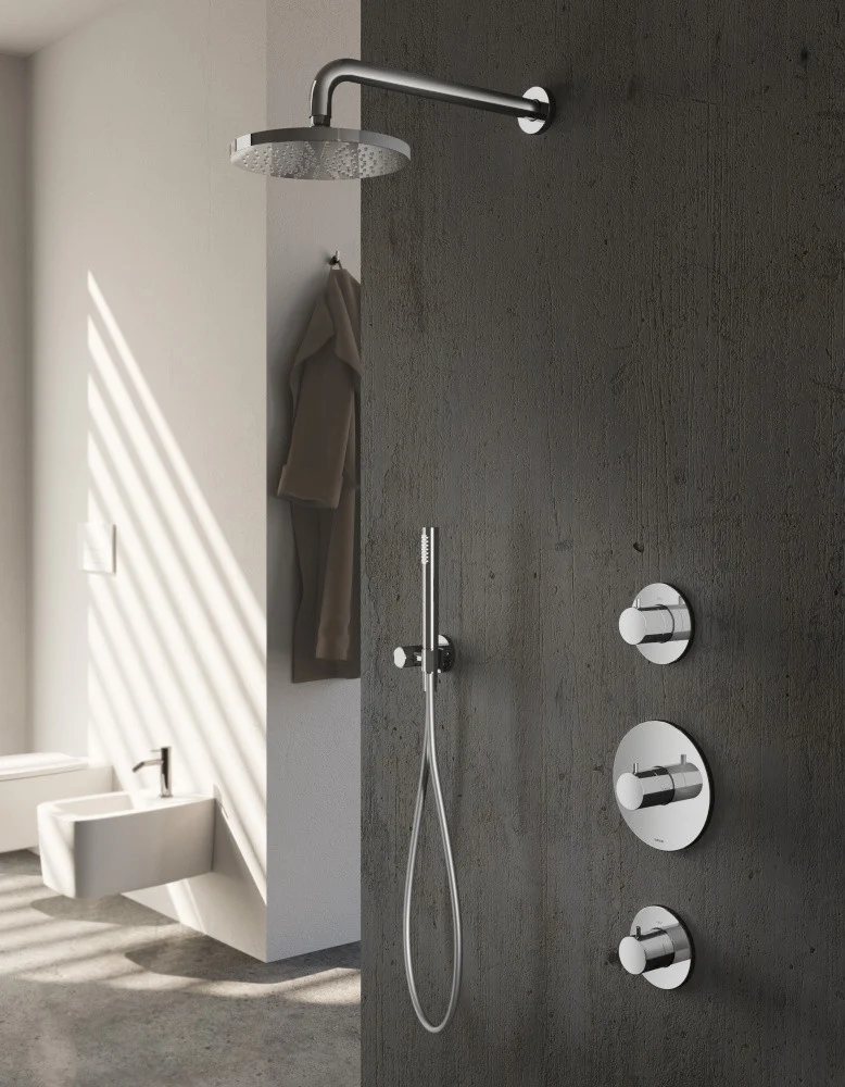 Hotbath IBS1 Buddy inbouw doucheset - ronde 3 standen handdouche - 20cm hoofddouche - plafondbuis 30cm - glijstang - Geborsteld Nikkel