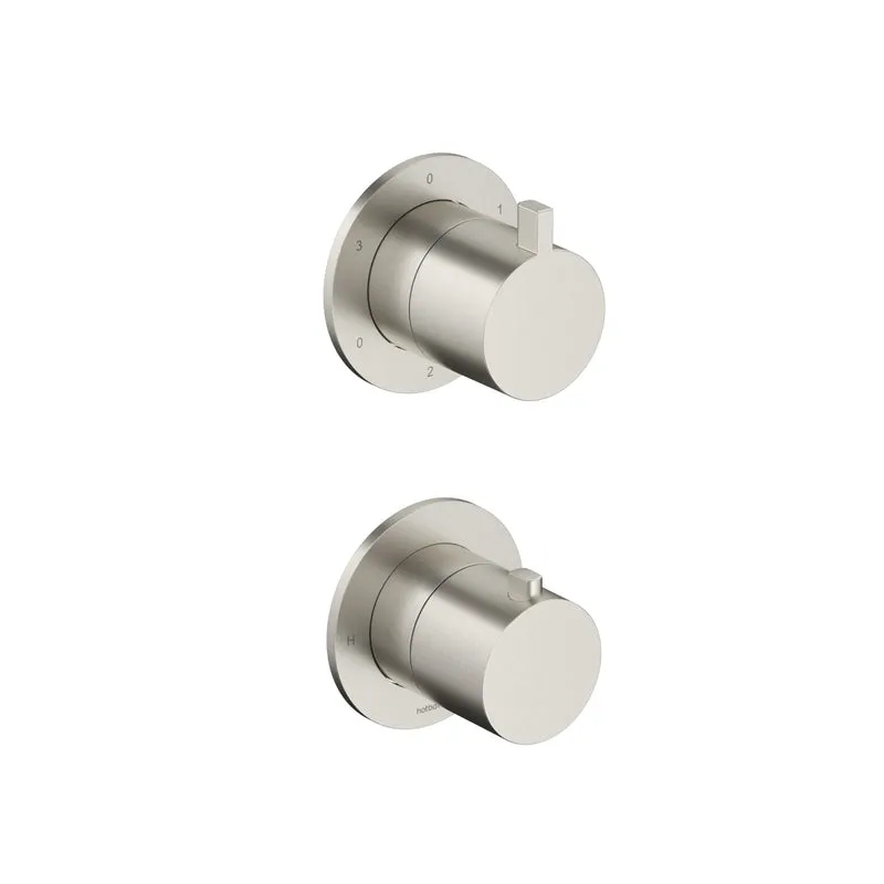 Hotbath Ace AC039EXT afbouwdeel voor inbouw thermostaat met 3-weg stop-omstel - Geborsteld Nikkel