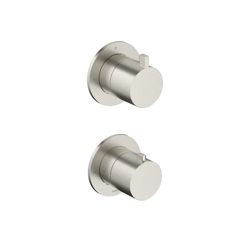 Hotbath Ace AC009EXT afbouwdeel voor inbouw thermostaat met 2-weg stop-omstel - Geborsteld Nikkel