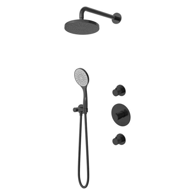Hotbath Buddy IBS12 inbouw doucheset - 3-standen handdouche - 20cm hoofddouche - wandarm - glijstang - Geborsteld Zwart PVD