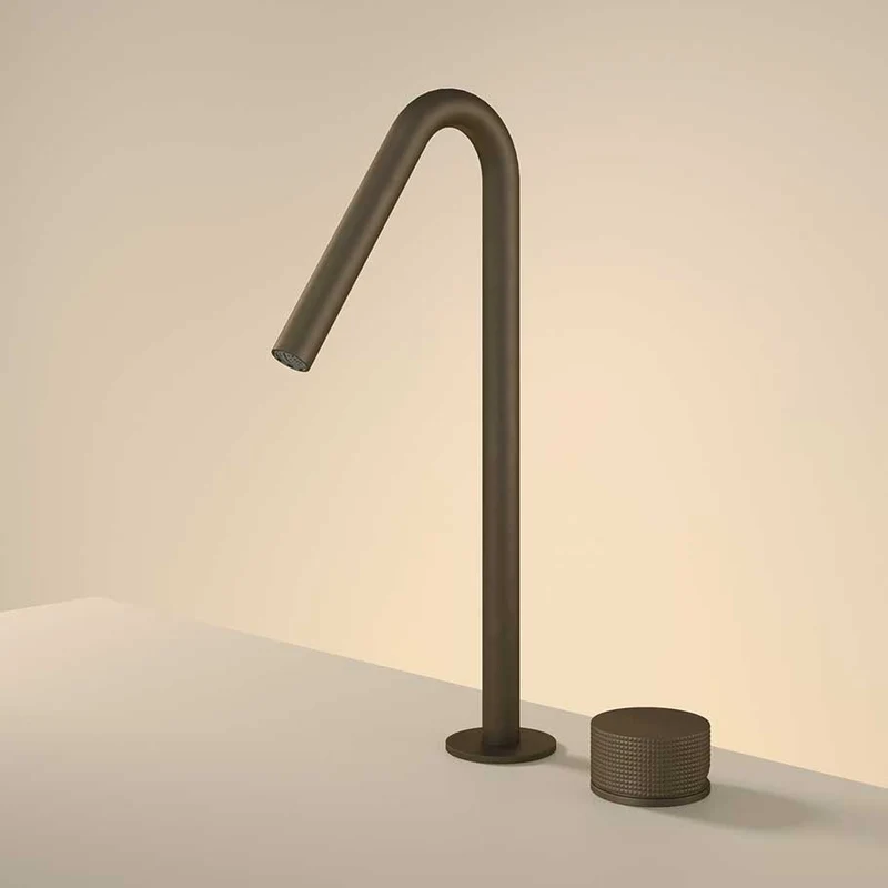 Hotbath Guy Diamond GY023HD 2-gats wastafelkraan hoog met draaibare uitloop - Geborsteld Nikkel