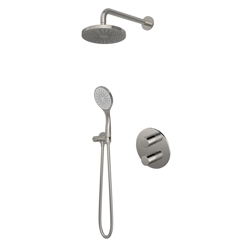 Hotbath Buddy IBS12A inbouw doucheset - 3-standen handdouche - 30cm hoofddouche - 15cm plafondbuis - glijstang - Geborsteld Nikkel
