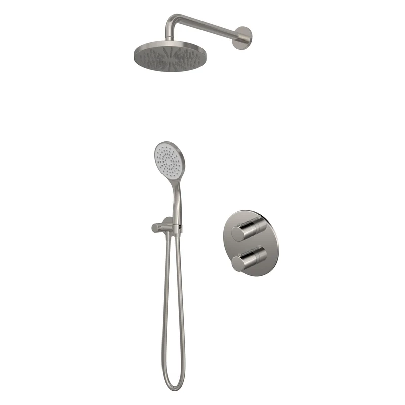 Hotbath Buddy IBS12A inbouw doucheset - 3-standen handdouche - 20cm hoofddouche - 30cm plafondbuis - glijstang - Geborsteld Nikkel