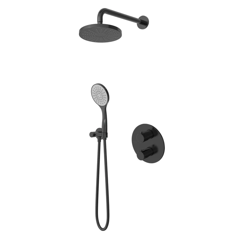 Hotbath Buddy IBS12A inbouw doucheset - 3-standen handdouche - 30cm hoofddouche - 15cm plafondbuis - wandhouder - Geborsteld Zwart PVD