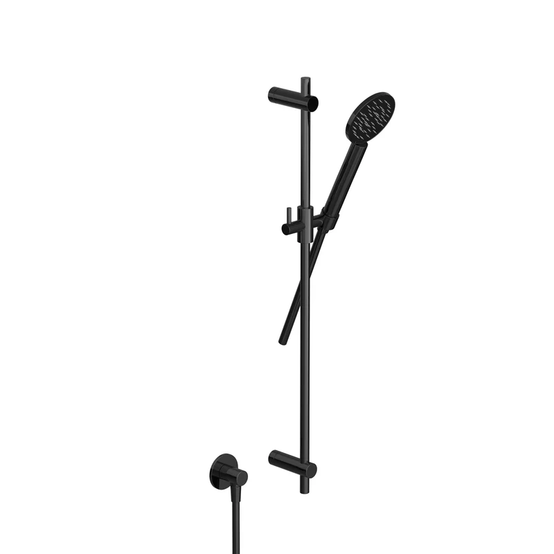 Hotbath Cobber M318 glijstangset 90cm ronde handdouche - Gepolijst Zwart PVD