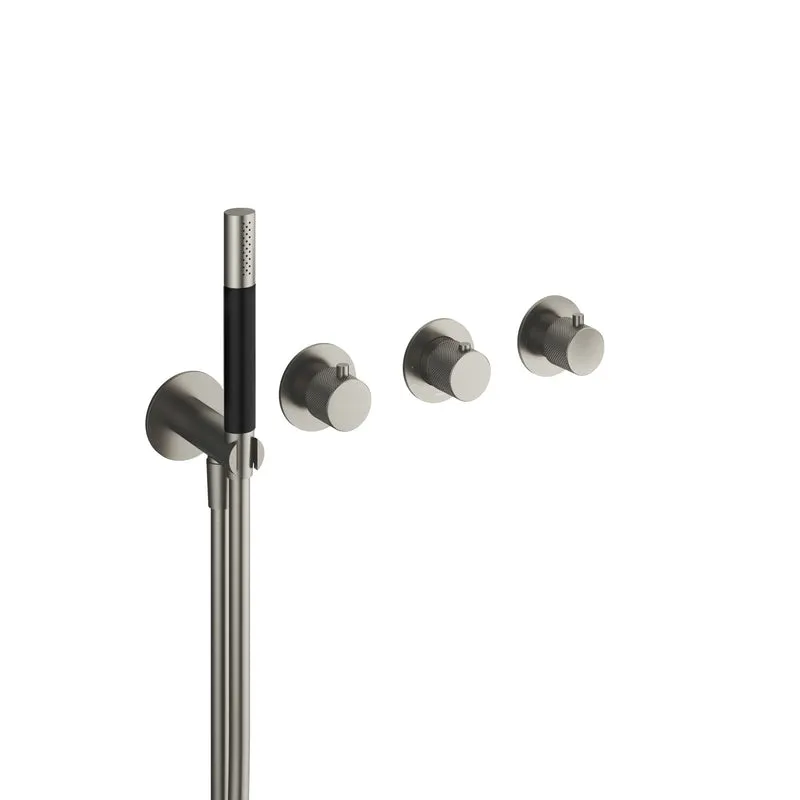 Hotbath Cobber X CX7171EXT afbouwdeel inbouwthermostaat 2 stopkranen - Geborsteld Nikkel