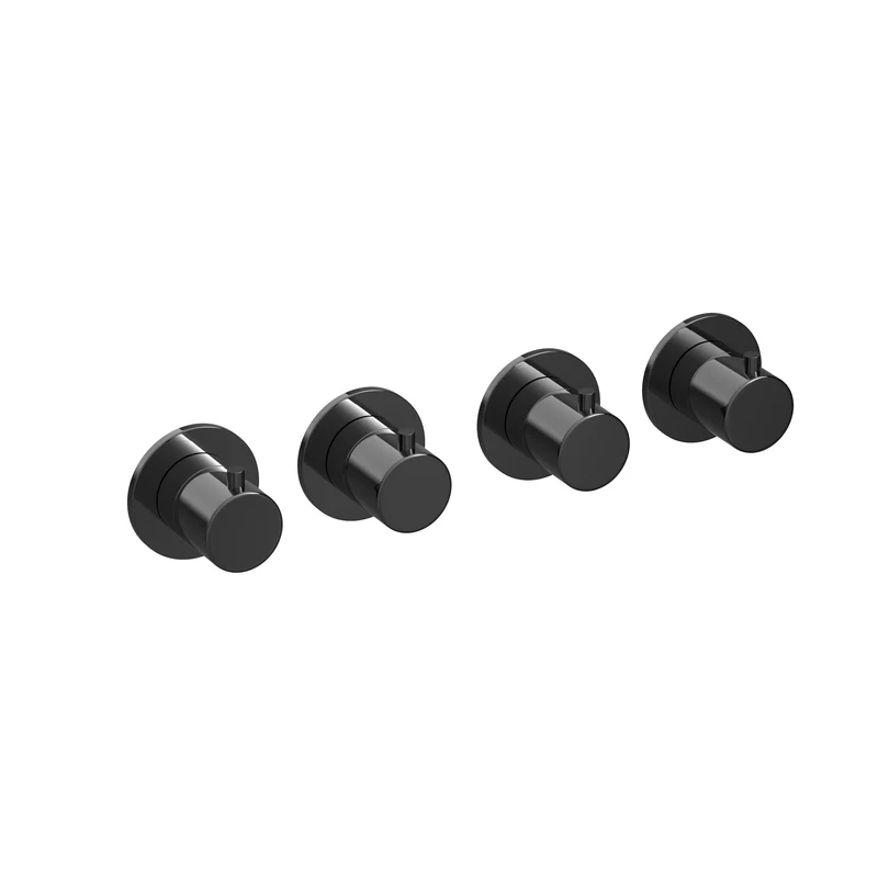 Hotbath Cobber CB7070EXT afbouwdeel inbouwthermostaat met 3 stopkranen - Gepolijst Zwart PVD