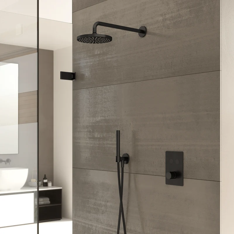 Hotbath Cobber IBS23 inbouw doucheset - staafhanddouche - 20cm hoofddouche - wandarm - wandsteun - Geborsteld Nikkel
