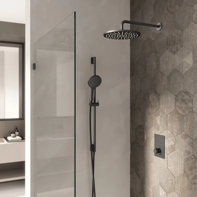 Hotbath Cobber IBS23 inbouw doucheset - ronde 3 standen handdouche - 20cm hoofddouche - wandarm - glijstang - Geborsteld Nikkel