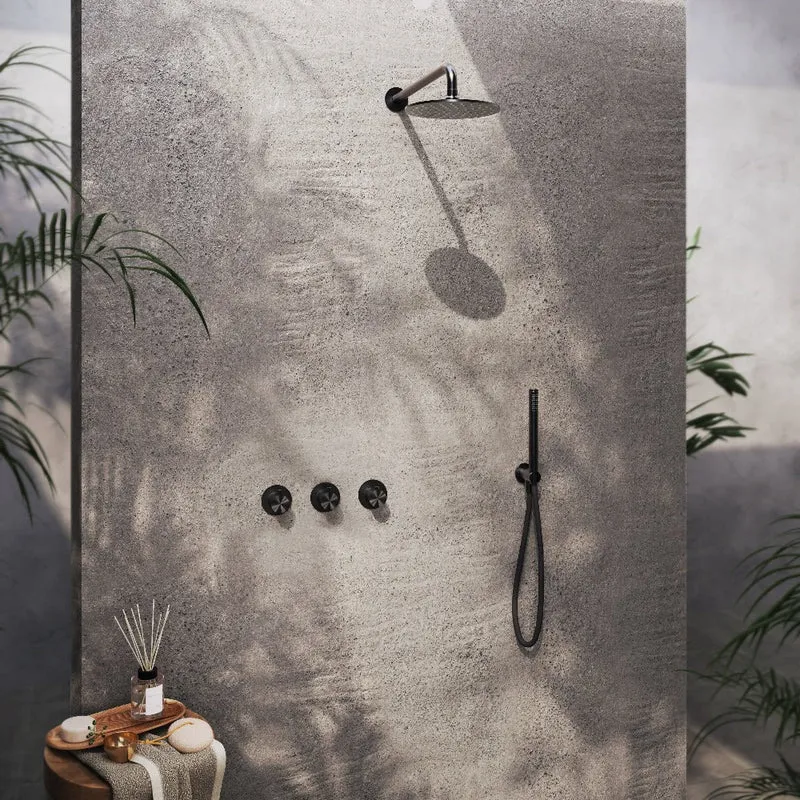 Hotbath Archie IBS33 inbouw doucheset RVS 316 - Staaf handdouche - 20cm hoofddouche (0,8cm) - Plafondbuis 30cm - Geborsteld Gunmetal PVD