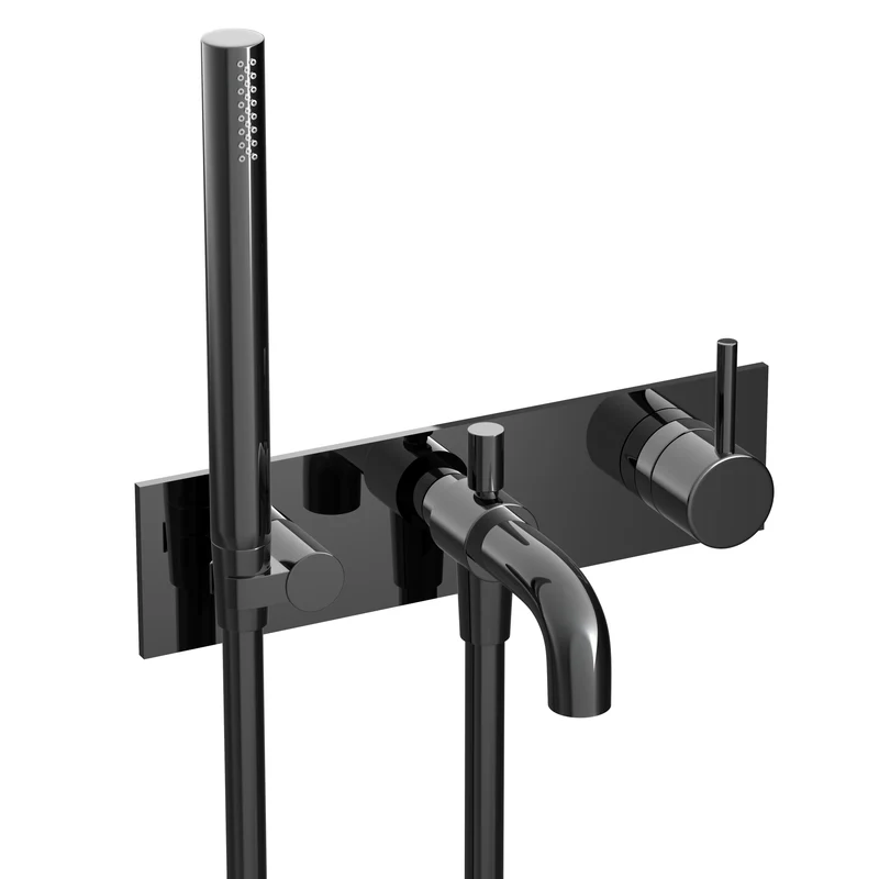Hotbath Cobber CB127EXT afbouwdeel voor inbouw badmengkraan - Gepolijst Zwart PVD