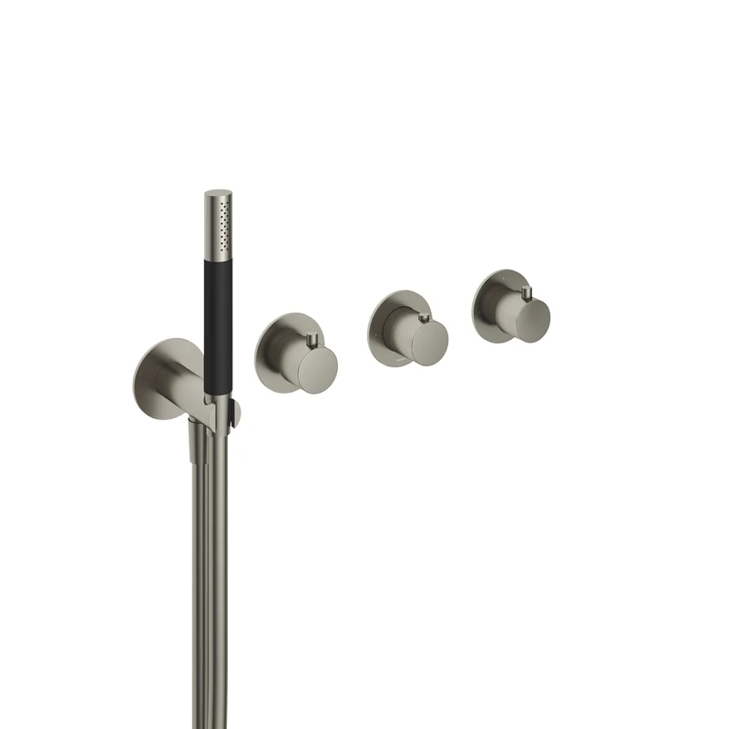 Hotbath Cobber CB7171EXT afbouwdeel voor inbouwthermostaat met 2 stopkranen - Geborsteld Nikkel