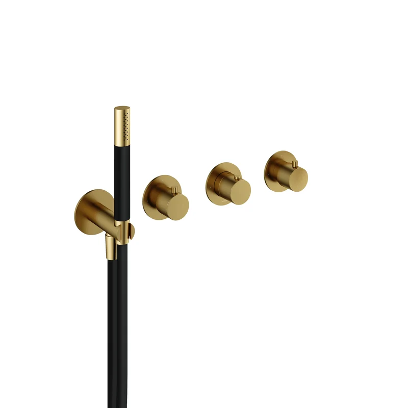 Hotbath Cobber CB7171EXT afbouwdeel voor inbouwthermostaat met 2 stopkranen - Geborsteld Messing PVD