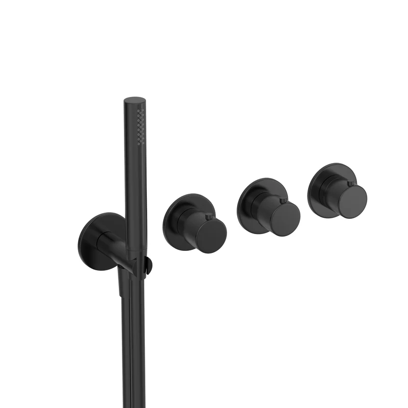 Hotbath Cobber CB7171EXT afbouwdeel voor inbouwthermostaat met 2 stopkranen - Geborsteld Zwart PVD