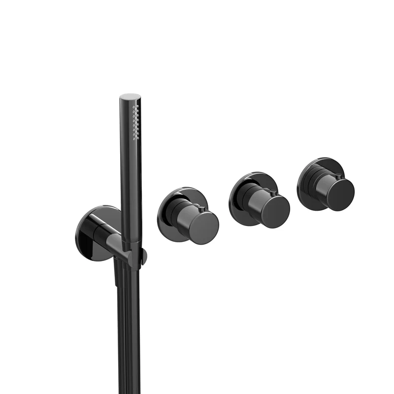 Hotbath Cobber CB7171EXT afbouwdeel voor inbouwthermostaat met 2 stopkranen - Gepolijst Zwart PVD