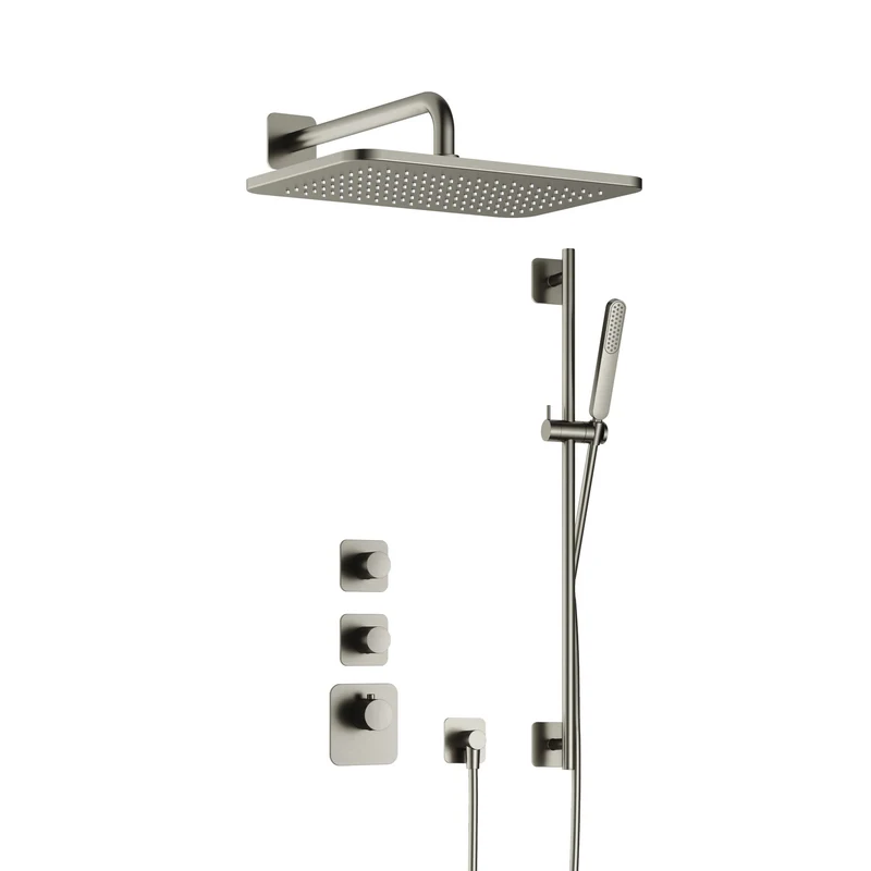 Hotbath Gal IBS40 inbouw doucheset High Flow met 2 stopkranen met gl106 en glijstang - Geborsteld Nikkel