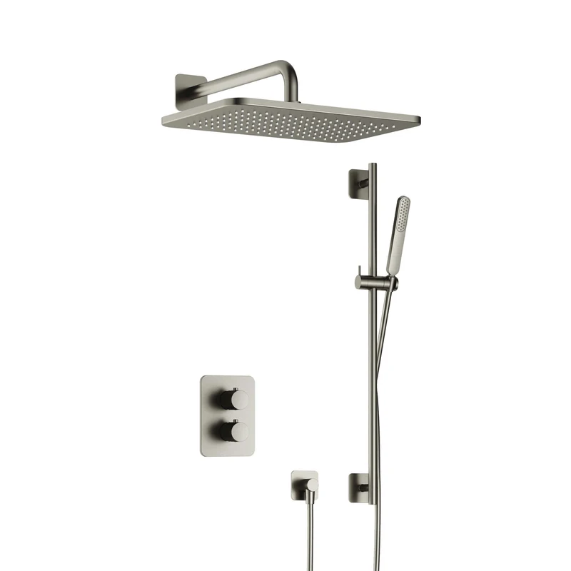 Hotbath Gal IBS40A inbouw doucheset met 2-weg stop-omstel met gl106 en glijstang - Geborsteld Nikkel