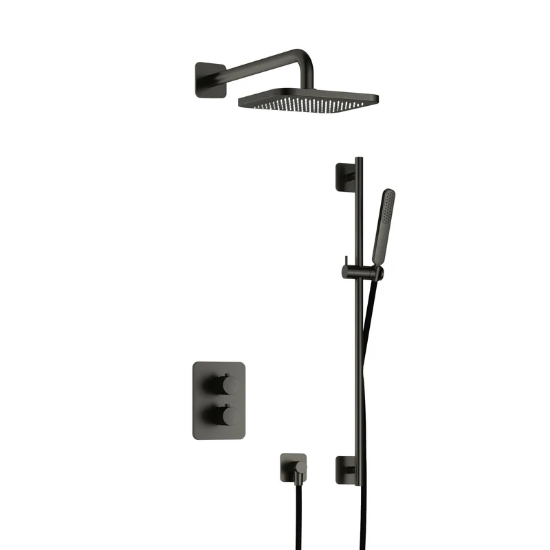 Hotbath Gal IBS40A inbouw doucheset met 2-weg stop-omstel met glijstang - Geborsteld Gunmetal PVD