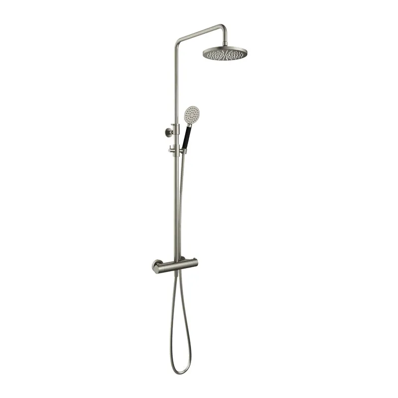 Hotbath Cobber SDS9 thermostatische stortdoucheset - ronde handdouche - 25cm hoofddouche - Geborsteld Nikkel