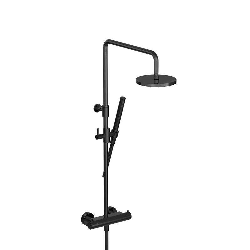 Hotbath Cobber SDS9 thermostatische stortdoucheset - ronde handdouche - 25cm hoofddouche - Gepolijst Zwart PVD